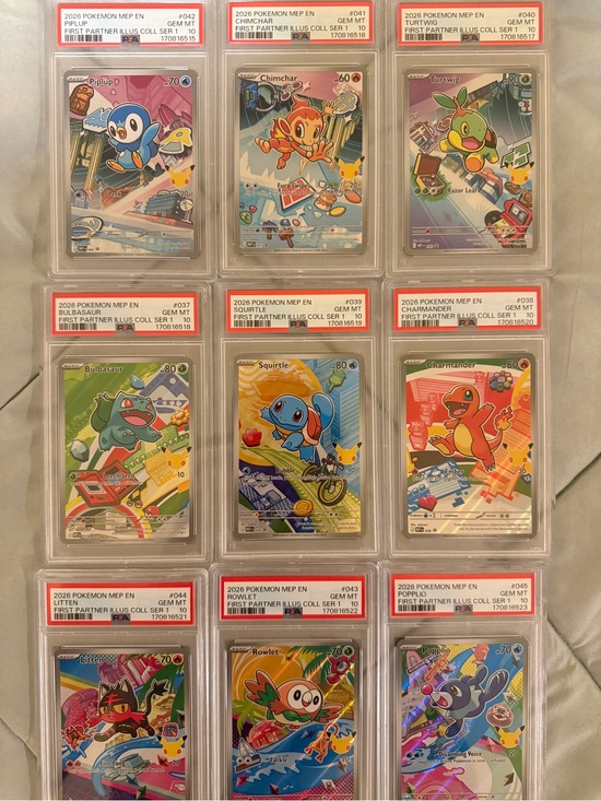 Pokemon Other - PSA 10 Sequential First Partner Series 1 Full Art Graded Card Set
